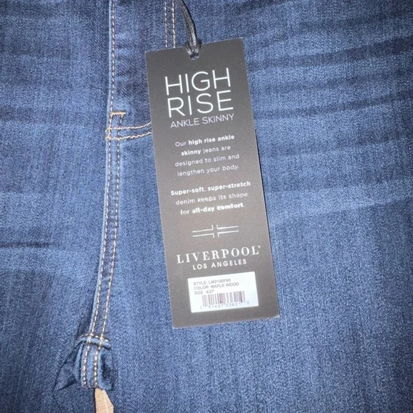 Liverpool Los Angeles High Rise Skinny Jeans Size 4/27 Dark Wash NWT Stretch - Picture 2 of 6